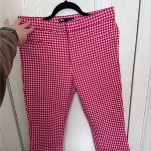 Zara Red Checkered Trousers